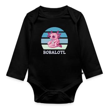 Boba Bubble Tea Axolotl Bobalotl - Organic Longsleeve Baby Bodysuit - black - Front