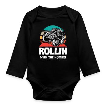 Jeeps Rollin With The Homies - Organic Longsleeve Baby Bodysuit - black - Front