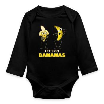 Lustiges Bananen-Meme singen Lass uns Bananen gehen - Baby Bio-Langarm-Body - Schwarz - Vorne