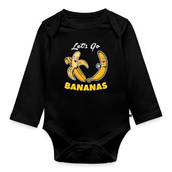 Entzückendes lustiges Bananen-Meme Lass uns Bananen gehen - Baby Bio-Langarm-Body - Schwarz - Vorne