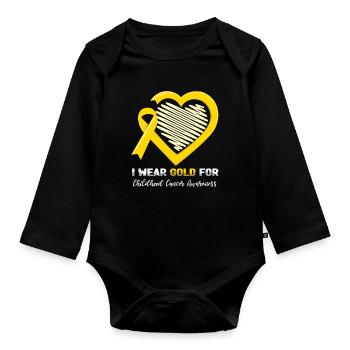 Wear September Ribbon Childhood Cancer Awareness - Organic Longsleeve Baby Bodysuit - black - Front