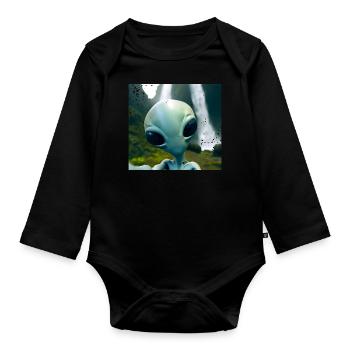 Alien Selfie - Neben dem Wasserfall - Baby Bio-Langarm-Body - Schwarz - Vorne