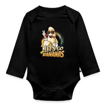 Happy Crazy Banana Meme Let Us Go Banana - Organic Longsleeve Baby Bodysuit - black - Front