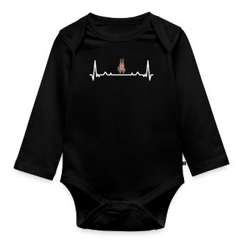 Heartbeat German Shepherd - Organic Longsleeve Baby Bodysuit - black - Front