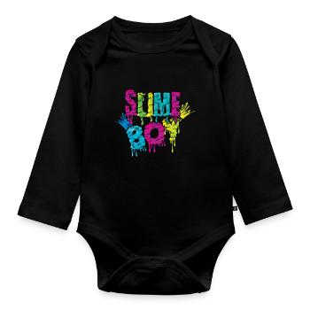 Slime Boy Slime Kid Colorful Slime Crafts Art - Organic Longsleeve Baby Bodysuit - black - Front