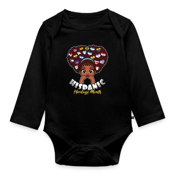 Hispanic Girl Nationales hispanisches Erbe - Baby Bio-Langarm-Body - Schwarz - Vorne