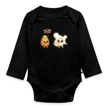Lustiges Popcorn Heiß Draußen Hallo Sommer - Baby Bio-Langarm-Body - Schwarz - Vorne