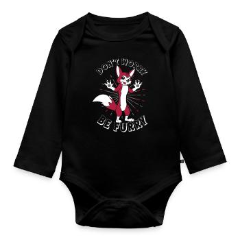 Keine Sorge Sei Pelziger Schwanz Ohr Pelzige Person Cosplay - Baby Bio-Langarm-Body - Schwarz - Vorne