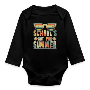 Bye School Out Happy Last Class Retro Vintage - Organic Longsleeve Baby Bodysuit - black - Front