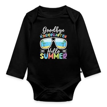 Bye Kindergarten Last Class Day Hello Summer Beach - Body Bébé bio manches longues - noir - Devant