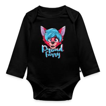 Stolzer pelziger Schwanz Ohr pelzige Person Cosplay cool - Baby Bio-Langarm-Body - Schwarz - Vorne