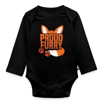 Stolzer pelziger Schwanz Ohr pelzige Person Fuchs Cosplay - Baby Bio-Langarm-Body - Schwarz - Vorne