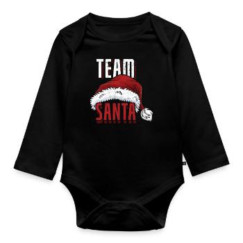 Dezember 2021 Schnee Winter Team Weihnachtsmann Weihnachten - Baby Bio-Langarm-Body - Schwarz - Vorne