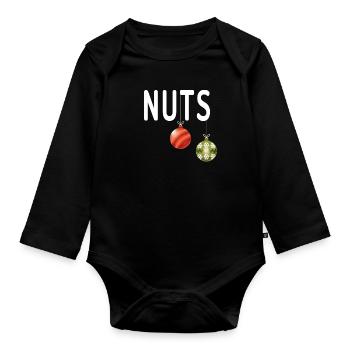 Lustige hängende Nüsse Dezember Feiertag Weihnachten - Baby Bio-Langarm-Body - Schwarz - Vorne