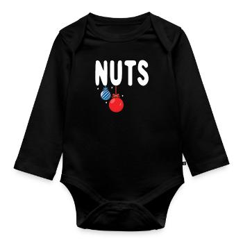 Lustige hängende Nüsse Feiertag Dezember Weihnachten - Baby Bio-Langarm-Body - Schwarz - Vorne