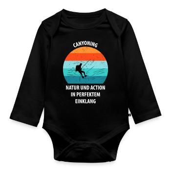 Canyoning Bergsteigen Klettern Wandern Berge - Baby Bio-Langarm-Body - Schwarz - Vorne