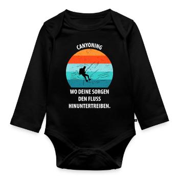 Canyoning Bergsteigen Klettern Wandern Berge - Baby Bio-Langarm-Body - Schwarz - Vorne