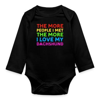Plus de gens que j’ai rencontrés Plus J’aime Teckel - Body Bébé bio manches longues - noir - Devant
