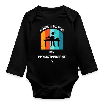 Physiotherapist Humorous Gift Saying Funny - Organic Longsleeve Baby Bodysuit - black - Front