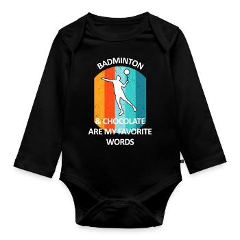 Badminton Badminton Badminton Player Chocolat - Body Bébé bio manches longues - noir - Devant