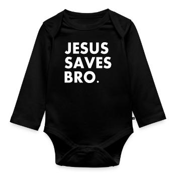 Jesus saves bro - Body Bébé bio manches longues - noir - Devant