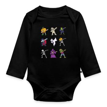 Dabbing Halloween Characters Lazy Creepy Halloween - Organic Longsleeve Baby Bodysuit - black - Front