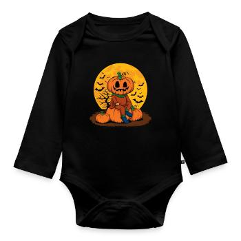 Cool Pumpkin Person Creepy Halloween Pumpkin - Body Bébé bio manches longues - noir - Devant