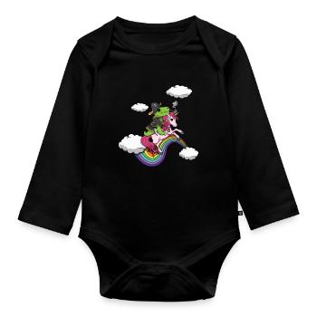Dinosaur Pirate Unicorn Lazy Creepy Halloween - Organic Longsleeve Baby Bodysuit - black - Front