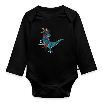 Cool Dinosaur Jolly Pirate Decor Lazy Halloween - Organic Longsleeve Baby Bodysuit - black - Front