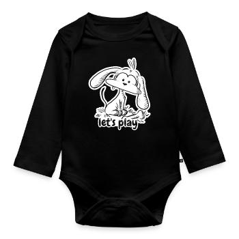 Let's play sagt diese süße Hund - Spruch & Comic - Baby Bio-Langarm-Body - Schwarz - Vorne