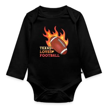 Texas Burning Football Design for Proud Fans - Organic Longsleeve Baby Bodysuit - black - Front
