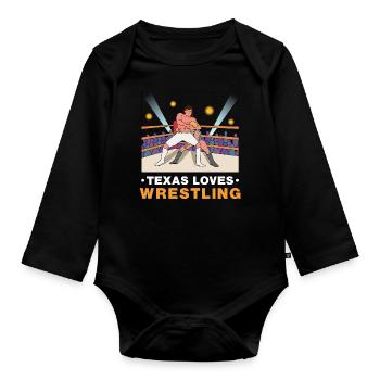 Texas wrestling design for proud Texas fans - Organic Longsleeve Baby Bodysuit - black - Front