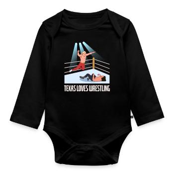 Texas wrestling design for proud Texas fans - Organic Longsleeve Baby Bodysuit - black - Front