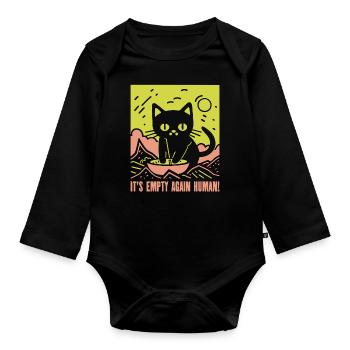 Bol de nourriture vide pour chats - Body Bébé bio manches longues - noir - Devant