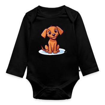 Niedliches Hundedesign für Hundebesitzer - Baby Bio-Langarm-Body - Schwarz - Vorne