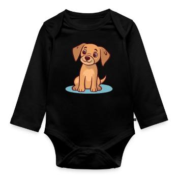 Niedliches Hundedesign für Hundebesitzer - Baby Bio-Langarm-Body - Schwarz - Vorne