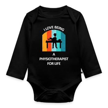 Physiotherapist Humorous Gift Saying Funny - Organic Longsleeve Baby Bodysuit - black - Front