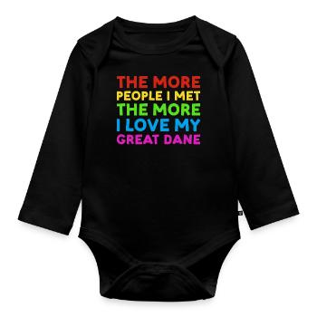 People I Met I Love Great Dane - Organic Longsleeve Baby Bodysuit - black - Front