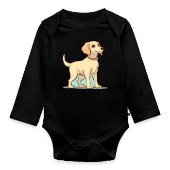 Niedliches Hundedesign für Hundebesitzer - Baby Bio-Langarm-Body - Schwarz - Vorne