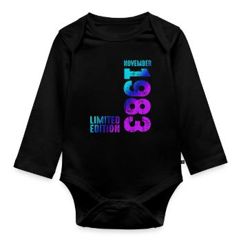 Vintage Retro 72 1972 Classic - Organic Longsleeve Baby Bodysuit - black - Front