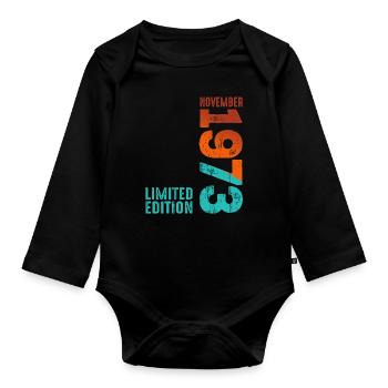 Vintage Retro 72 1972 Classic - Baby Bio-Langarm-Body - Schwarz - Vorne