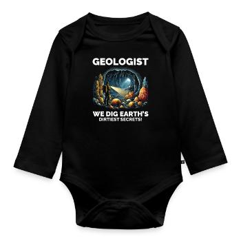 Geologe: Die verborgenen Wunder der Erde erforschen - Baby Bio-Langarm-Body - Schwarz - Vorne