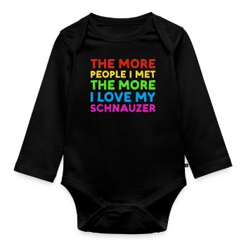Les gens que j’ai rencontrés J’aime Schnauzer - Body Bébé bio manches longues - noir - Devant