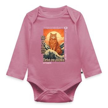 Katze Rot Königreich Japan Japanisch Anmut Stolz - Baby Bio-Langarm-Body - Mauve - Vorne