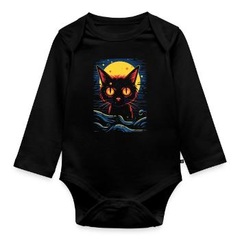 Un chat la nuit - Body Bébé bio manches longues - noir - Devant