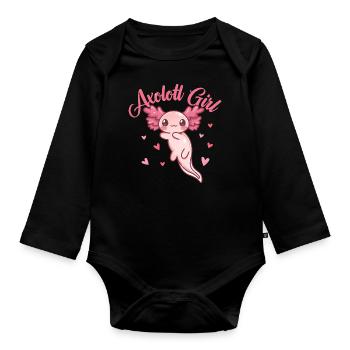 Axolotl Girl Design für Axolotl-Liebhaber - Baby Bio-Langarm-Body - Schwarz - Vorne