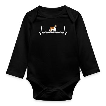 Battement de cœur Saint-Bernard - Body Bébé bio manches longues - noir - Devant