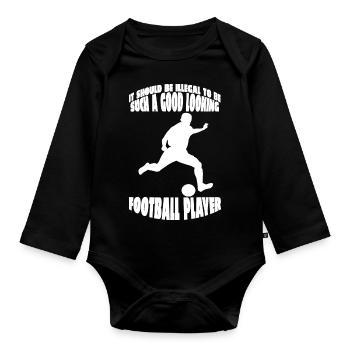 Fußballverein Fußball Fußballdesign Fußballspieler - Baby Bio-Langarm-Body - Schwarz - Vorne