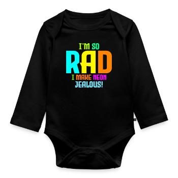Rad '80s Neon-Inspired Design - Retro Style - Organic Longsleeve Baby Bodysuit - black - Front