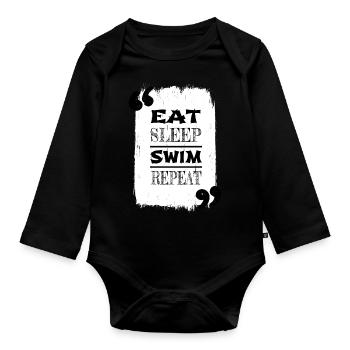 birthday sport swimming trunks apnoe love humor - Baby Bio-Langarm-Body - Schwarz - Vorne